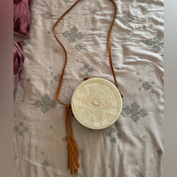 Round Rattan Crossbody Bag - Picture 1 of 5